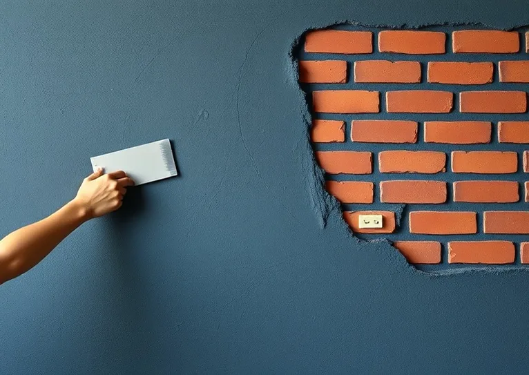 Application d'un enduit décoratif à la lisseuse sur un mur