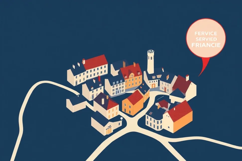 Carte du secteur d'intervention autour de Montbéliard (25200)